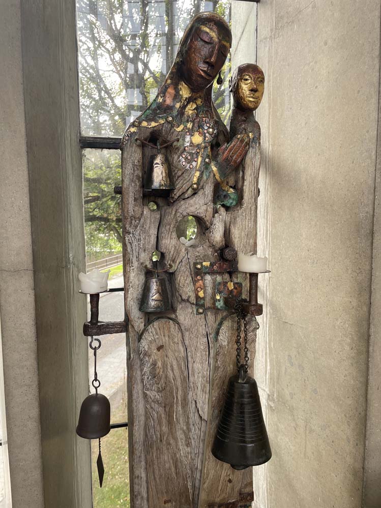 Our Lady of Peace by Peter Eugene Ball crafted from a reclaimed
Victorian gate post