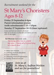 Choristers Weekend 25-27 Sept 