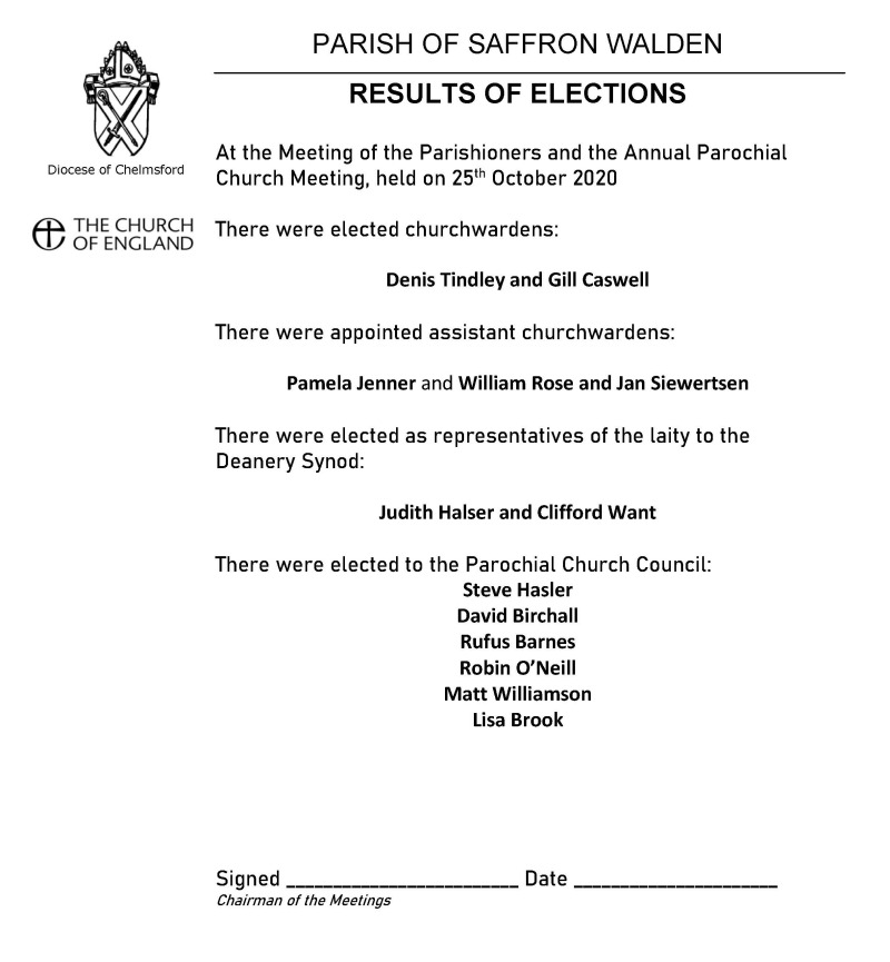 Notice of election results 202