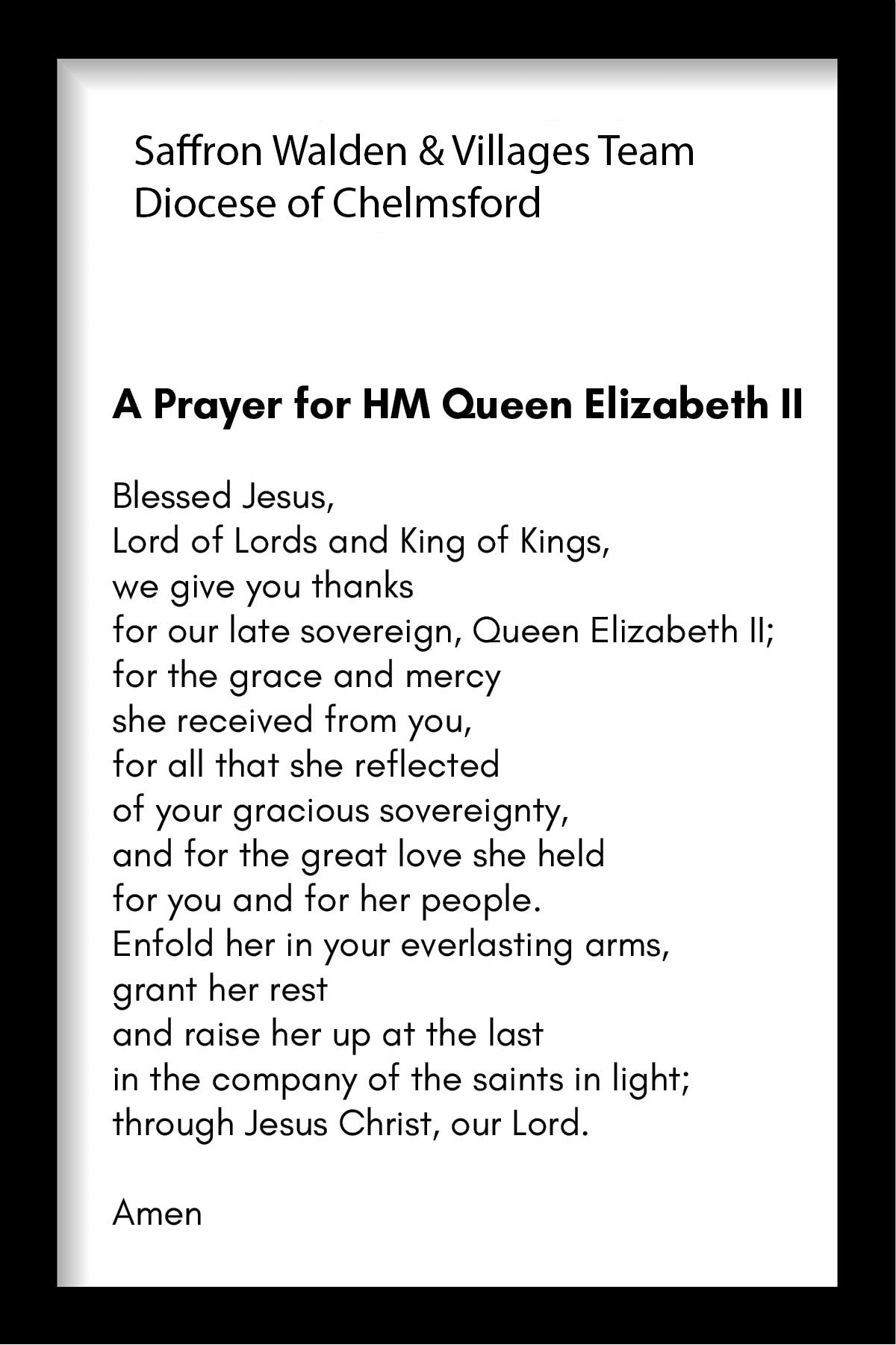 simple prayer card - Queen